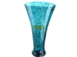 14&quot; Huge Wimberly Glassworks art glass fan vase - £144.80 GBP