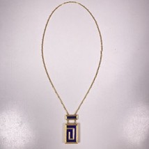 Estee Lauder Geometric Royal Enamel Costume Jewelry Pendant Necklace Locket Vtg - £23.65 GBP