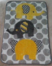 RN 119741 Gray Yellow Elephants Baby Blanket Lovey Fleece Soft Polka Dots White - £19.74 GBP