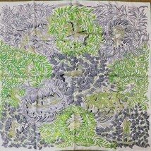 Hermes Scarf La Promenade de Platon 90 cm Silk green Carre leaf 35&quot; - £619.55 GBP