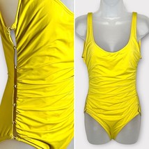 Carmen Marc Valvo Yellow Gold Side Bead One Piece Swimsuit Size 10 - £34.04 GBP