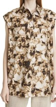 Samsoe Womens T-Shirt Top Button Up Multicolor Camo Sleeveless Pockets S New - £33.59 GBP