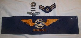 WWII LOT AAF AWS AIR OBSERVER PHOTOGRAPHER MEDAL ARMBAND BADGE STERLING - $123.74