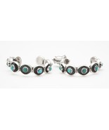 OLD NATIVE AMERICAN ZUNI TURQUOISE SNAKE EYES HOOP EARRINGS 925 STERLING... - $742.14 MXN