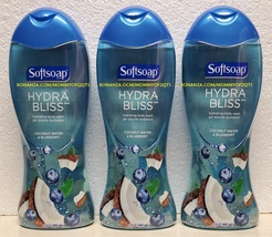 Softsoap COCONUT WATER BLUEBERRY Hydra Bliss Body Wash 3 Bottles 15 Oz - £20.54 GBP
