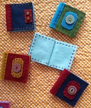Set of 10 Hand crafted/ sewing pin felt books collection w/ wooden crate  - $24.95