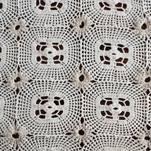 Handcrafted Vintage~ 54&quot; x 60&quot; ~ Crocheted ~ Cotton ~ Ivory Color Tablecloth - £58.48 GBP