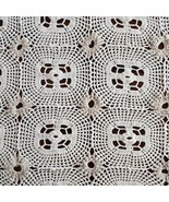 Handcrafted Vintage~ 54&quot; x 60&quot; ~ Crocheted ~ Cotton ~ Ivory Color Tablec... - £58.94 GBP