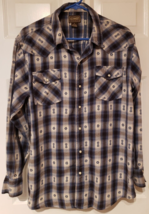 CE Schmidt Workwear LS Flannel Snap Shirt Mens Sz Large Blue Aztec Print - £12.72 GBP