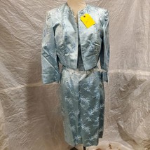 Women&#39;s Floral Light Blue Dress and Jacket Set with Belt - $32.15