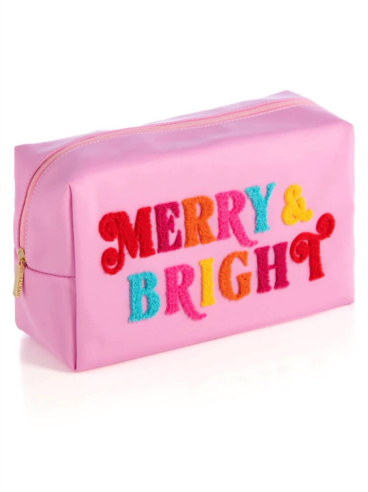 Shiraleah cara "merry & bright" large cosmetic pouch in Pink - size One Size
