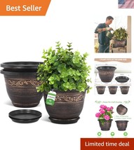 Retro Antique 16-Inch Resin Planters - 3 Lightweight Flower Pots with Dr... - $71.99