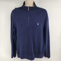 Polo Ralph Lauren 1/4 Zip Casual Golf Sweater Size L Navy Blue Pony Logo - £15.82 GBP