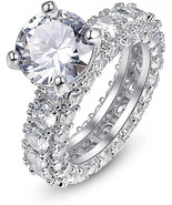 3ct Cushion Cut Halo Wedding Rings for Women 14K Gold Plated AAA Cubic Z... - $9.99