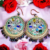 Gorgeous Vintage Gypsy earrings with multicolored rhinestones/heavier ea... - $33.66