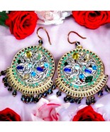 Gorgeous Vintage Gypsy earrings with multicolored rhinestones/heavier ea... - $45.64 CAD