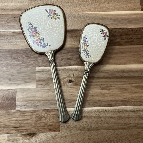 Vintage Floral Vanity Handheld Mirror And Hair Brush - $28.49