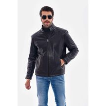 Vinci The Varden Navy Blue Leather Men Jacket image 2