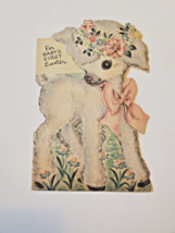 Vintage 1947 Easter Card Anthropomorphic Lamb Die Cut Hallmark 10 E 332-7 - $9.95