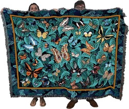Butterfly Dance Blanket by Elena Vladykina - Garden Floral Gift Tapestry, 72x54 - £61.07 GBP