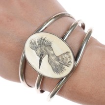7&quot; 1979 Native American DRW Carved fossil sterling bracelet - £240.14 GBP