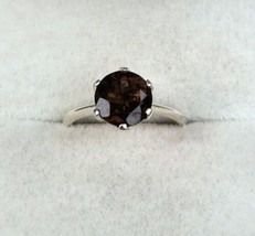 Brazilian Smoky Quartz Solitaire Ring in Sterling Silver (Size 7.75) 2.50 ctw - £12.94 GBP