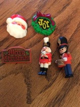 Lot of 5 Vintage 80&#39;s HALLMARK Christmas Lapel Pins Nutcracker Santa Wreath - £10.18 GBP