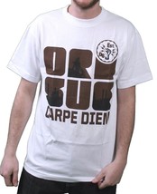 Orisue Hombre Blanco Negro Marrón Carpe Diem Gran Working Industria Camiseta Nwt - £11.80 GBP