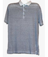120% Lino Men&#39;s Gray Stripes Linen Styled Italy Casual Polo Shirt Size 2XL - £98.68 GBP