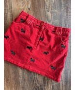 Vtg LILLY PULITZER Red Velour DOG Terrier EMBROIDERED SKIRT SZ 6 - $17.08 CAD