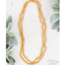 The Essential 60 inch Double Wrap Beaded Necklace Mustard Yellow 8MM - $14.85