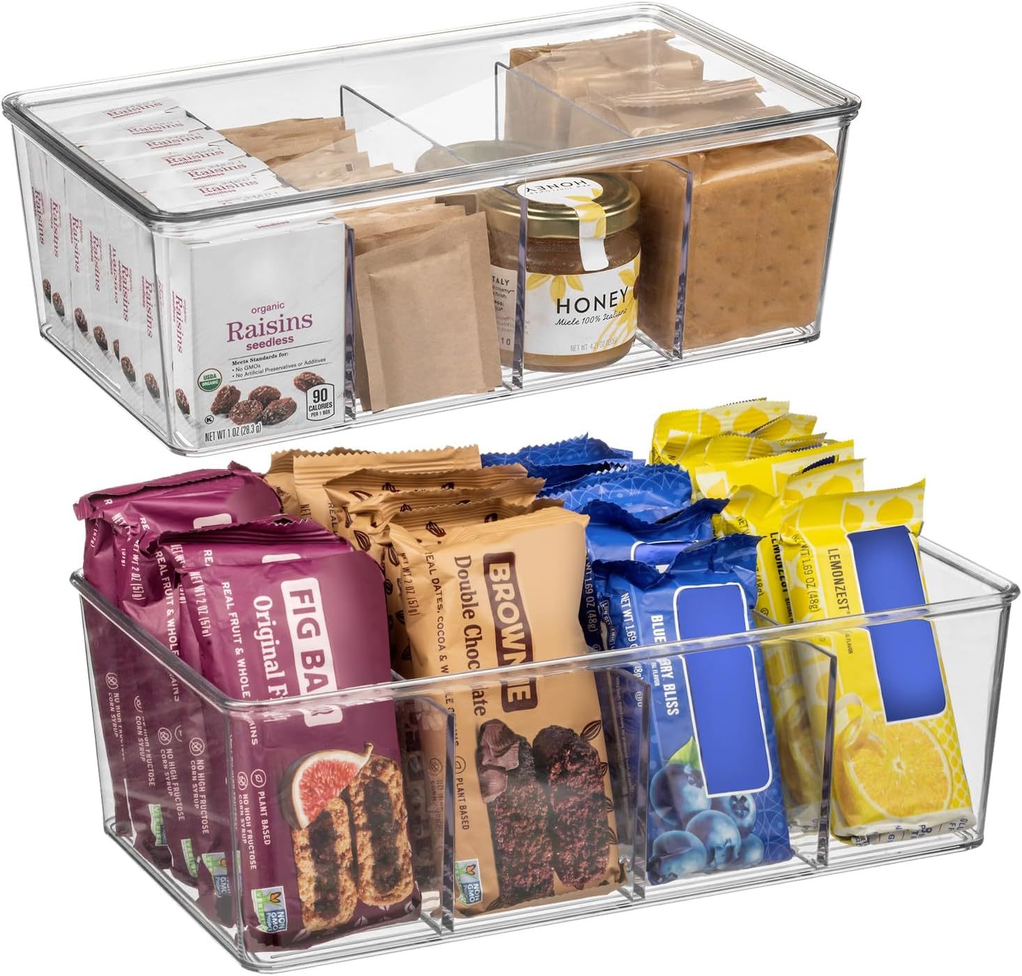 Clearspace Plastic Pantry Organization And Storage Bins With Dividers &amp;,... - $35.99