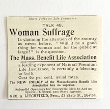 Mass Life Benefit Womens Suffrage 1894 Advertisement Victorian Insurance... - $372.61 MXN