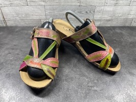 Spring Step Sandals Slides Women 6.5M TIA Shoes Brown Pink Green Slip On Comfort - $27.54