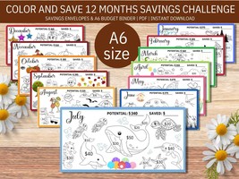 12 Month Color &amp; Save A6 Savings Challenge Bundle, Fits Budget Binders - £1.58 GBP