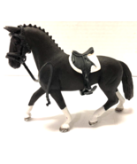 Schleich Black Horse With Braided Mane &amp; Saddle D-73527 Am Lines Figure - $27.16 CAD