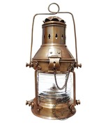Antique Brass Table &amp; Hanging Oil Lantern Brass &amp; Glass Oil Lamp 11 inch... - £77.52 GBP