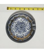 Elegatant Vtg ACF Japanese Porcelain Pewter Ashtray Decorated 6&quot; - $352.87 MXN