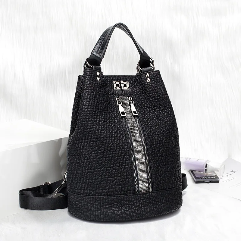 Sequins Leather Laptop Backpack Women Female Personality Lock Anti Theft Bagpack - £49.40 GBP