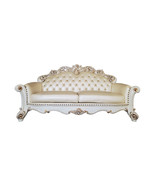 96" Champagne Faux Leather And Pearl Sofa With Five Toss Pillows - £2,949.86 GBP