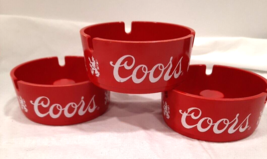 Lot of 3 - Vintage Coors Beer Ashtrays Red Plastic Made in USA - Man Cave 1970s - $18.61