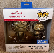 2022 Hallmark Funko Harry Potter &amp; Hedwig Owl Ornament Set (2) Chase Gold New - £18.26 GBP