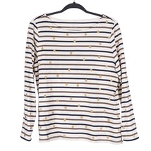 Talbots Shirt PL Womens Petite L Striped Black White Gold Dots Metallic Cotton - £18.57 GBP