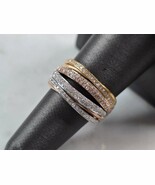 Womens Vintage Estate 14k Tri Gold Pave Diamond EFFY Ring 5.9g E3444 - $1,089.00