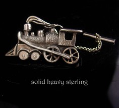 Vintage Sterling Tie tack - Mexico jewelry  - train railroad Engine - Gift for d - £99.55 GBP