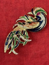 Signed BIRD of PARADISE by Angel Jewelry Brooch Pin Gold Metal Rhineston... - £35.61 GBP