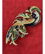 Signed BIRD of PARADISE by Angel Jewelry Brooch Pin Gold Metal Rhineston... - £35.03 GBP