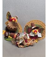 Annalee Dolls Lot Pilgrim Turkey Thanksgiving Wishbone Couple Football - $84.36 CAD