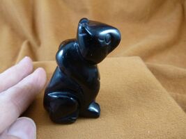 Y-CHE-724 little Black onyx CHEETAH panther gemstone I love wild CATS ca... - $19.74
