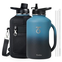 64 Oz Water Bottle Insulated With Handle Straw Spout Lids,Half Gallon Double Wal - $50.99